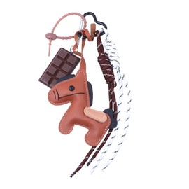 Cute Leather Horse Chocolate Purse Charm - Unique Designer Rope Bag Charms Keychain for Handbag - Trendy Bags Accessory Gift (browns 2)