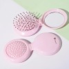 Trikeel Mini Folding Hair Brush with Mirror Travel Pink