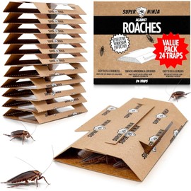 Super Ninja Roach Traps Indoor – 24 Pack, Roach Killer Indoor Infestation Control, Safe & Toxin-Free Cockroach Trap with Food Attractant, Nature-Friendly Pest Solution for Home, Garage & Shed