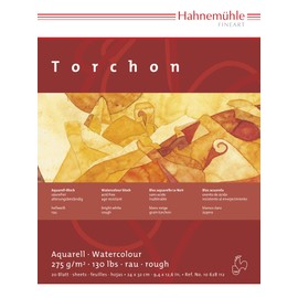 Hahnemühle Torchon, raues Aquarellpapier, 275 g/m², raue grobe Leinenstruktur, hellweiß, 20 Blatt, 12x17cm