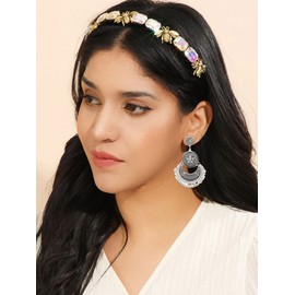 Vintage Indian Earrings for Women Boho Jhumka Earrings for Teen Girls Set Tassel Chandelier Earrings for Women Indian Dangle Earrings (Silver)