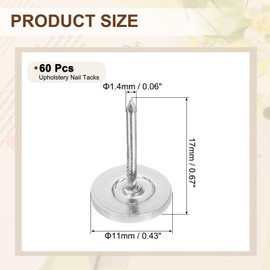 uxcell 60Pcs Upholstery Tacks, 11mmx17mm Flat Head Thumb Tack Decorative Furniture Nails Push Pins for Furniture Sofa Headboards, White