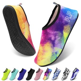 HTRTRR Aqua Shoes, Men Women Beach Shoes, Swimming Shoes, Quick-Drying, Non-Slip Barefoot Shoes, Ink gradient, 38/39 EU
