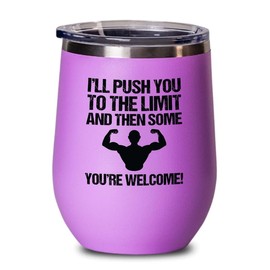 Personal Trainer Pink Edition Wine Tumbler 12oz - I'll Push You - Fitness Instructor Workout Coach Exercise Lover Cardio Lover Gym Coach