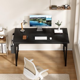 Furmax Computer Desk 48 Inch Small Office Desk with Storage Bag & Headphone Hook, Workstation for Home Office, Modern Writing Study Table (Black)