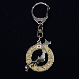 Castle Enterprise Japan Souvenir Key Chain (Japan Map Watermark, Gold)