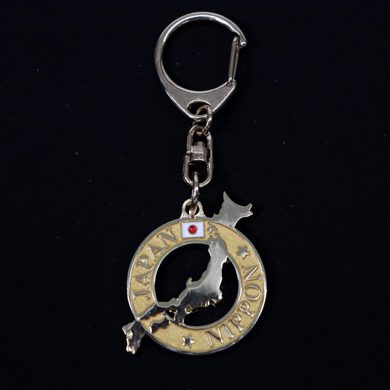 Castle Enterprise Japan Souvenir Key Chain (Japan Map Watermark, Gold)