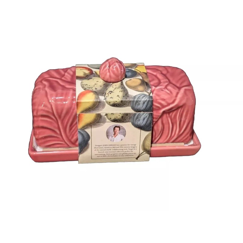 John Derian Stoneware Cabbage Butter Dish Pink John Derian For