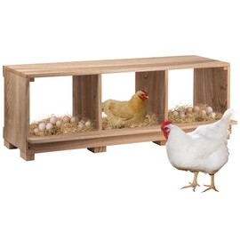 Neoaider Neoaider Nesting Boxes for Chickens 3 Compartment, Wall-Mounted Wooden Chicken Nesting Box, Ensuring Comfortable Egg Laying, Preventing Egg Falls, Perfect for Backyard and Poultry Farms