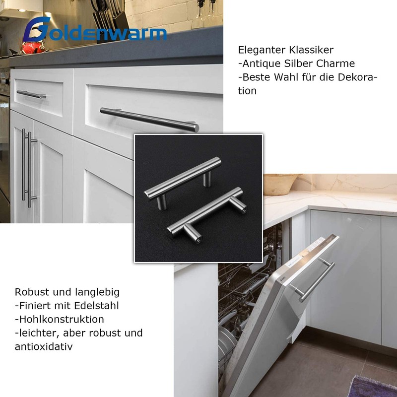 Kitchen Cupboard Door Pulls, LS201BSS, T-Design, Hollow Stainless Steel, Screws,