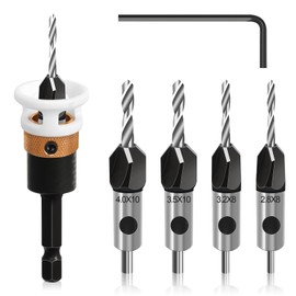 prota Drill with Countersink Drill Bit Wood Countersink with Depth Stop Countersink Wood Drill Bit with 1/4 Inch Hex Shank, Wood Drill with Countersink Cutting Depth Adjustable Precise Holes for Wood