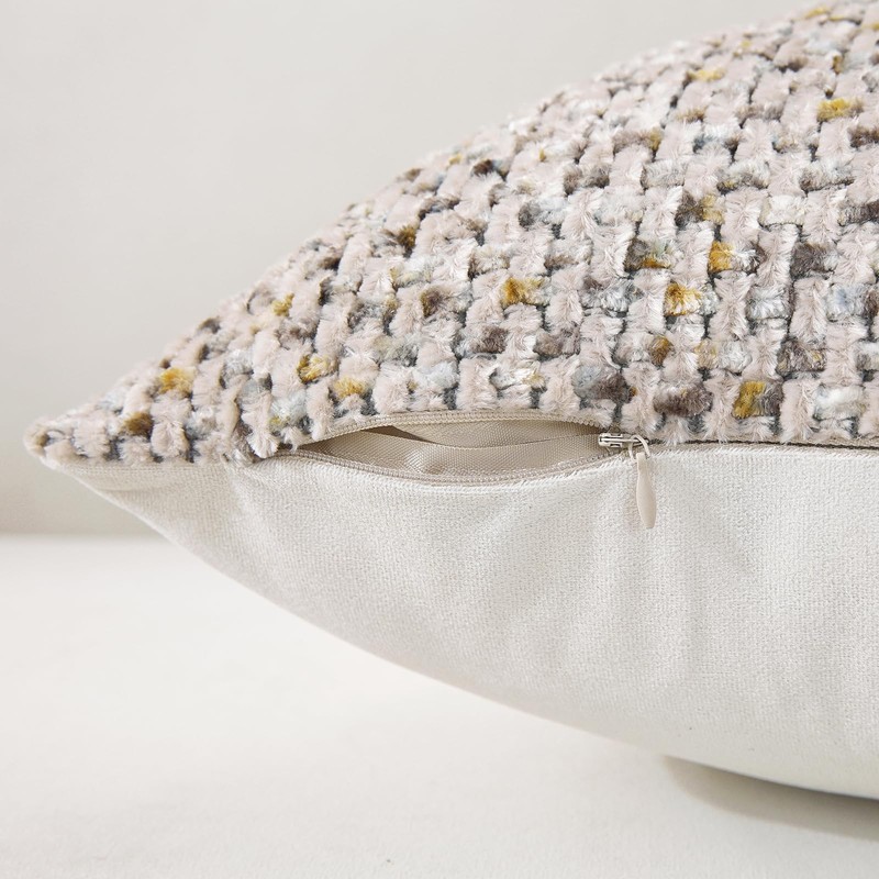 Pack of 2 Chenille Throw Pillow Covers 20x12 Inch, Soft