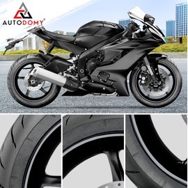 Autodomy Motorcycle Rim Sticker Complete Set for 2 Wheels 15 to 19 Inch Rims Sticker Motorcycle Tuning Circular Sport Design Rim Sticker Motorcycle Racing Design (Silver, Width 7 mm)