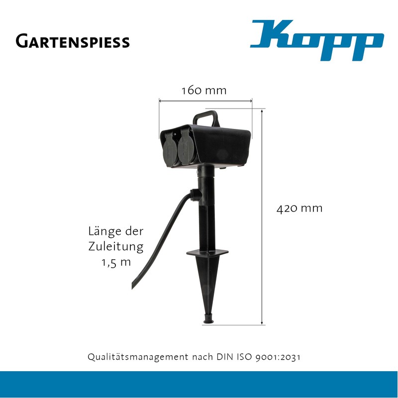 Kopp Outdoor Socket with Ground Spike, 4 x Safety Sockets,