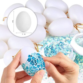 Polystyrene Eggs for Craft 6 x 4cm - 12Pcs Easter Decorations Foam Egg Painting White Craft Eggs Hanging Ornaments for Indoor Outdoor Home Office Easter Tree Party Supplies, Easter Gifts for Kids
