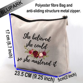 BLUPARK Graduation Gift Inspirational Quote Cosmetic Bag for Women Girl Graduation Day Gift (She mastered it)
