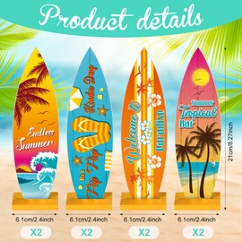 Blulu 8 Pcs Surfboard Table Decorations Beach Signs Welcome to Paradise Sign Tropical Bar Table Centerpieces Endless Summer Wood Sign Flip Flop Letters for Home Decor(8.27 x 2.4 Inch)