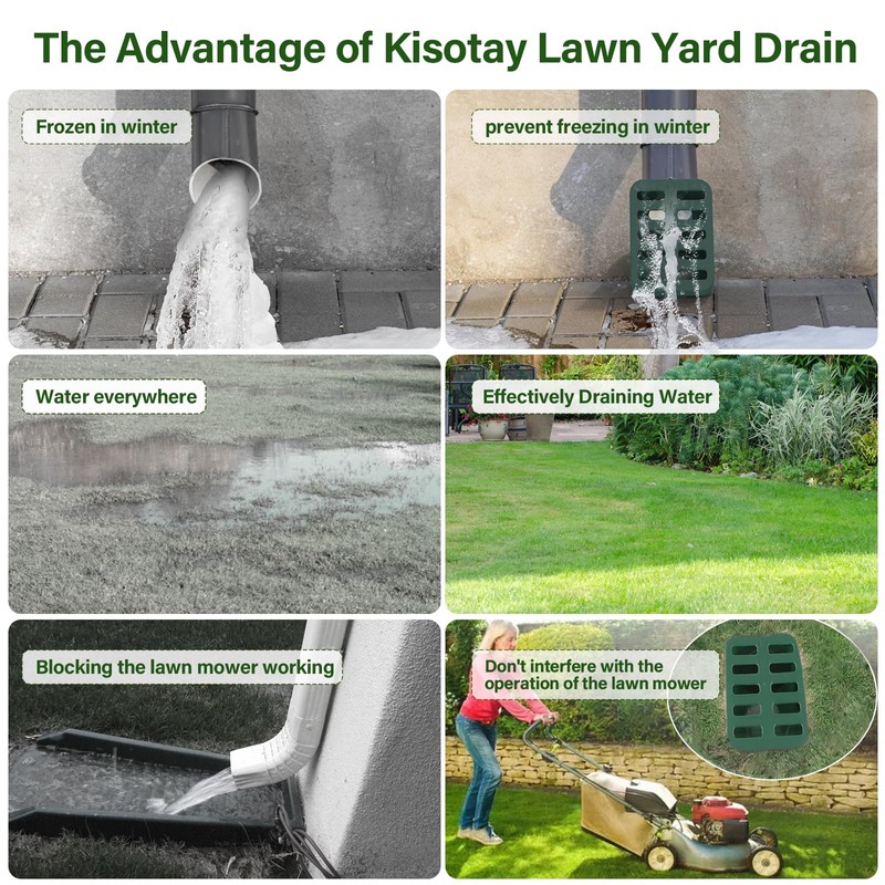 Lawn Yard Angled Drainage Grate, Green Yard Drain Grate Emitter