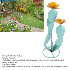 Fockety Metal Cactus, 10.24in Saguaro Cactus Garden Art Lawn Ornaments, Fairy Garden, Outdoor Decor for Yard for Garden Figurines Art Decoration Statue Garden Decor