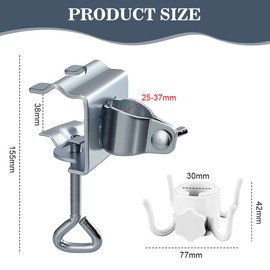 HEKOBAG Parasol Holder Balcony Stand Parasol Stand Balcony Railing Umbrella Clamp Balcony Cantilever Balcony Bracket Diameter 25-37 mm Balcony Bracket Umbrella with Hooks for Garden Patio