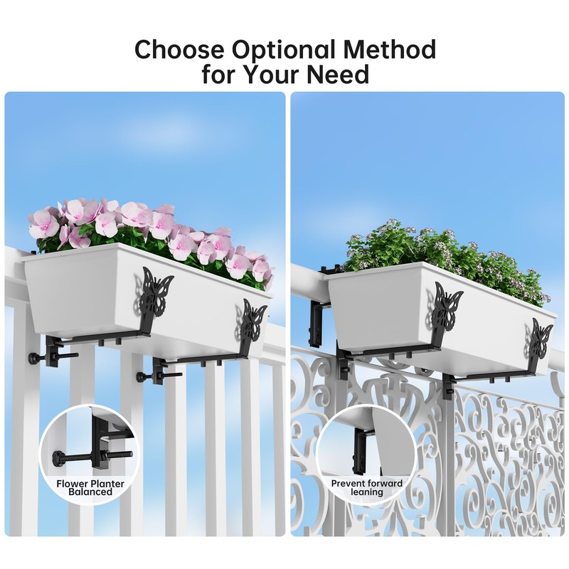 LAWYAMAI 4 Pack Window Box Brackets, Adjustable Planter Box Brackets,