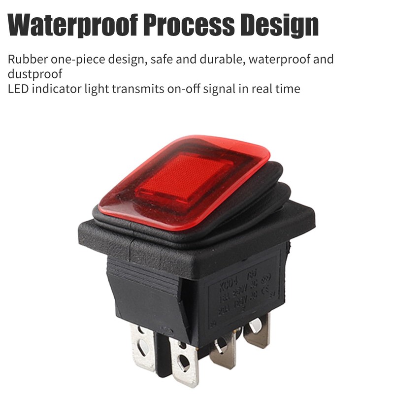 Pack of 4 Switch with Indicator Light, SPST ON-OFF Rocker