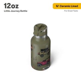 RTIC Little Journey Bottle with Straw, Insulated, Stainless Steel, Metal, Double Wall Vacuum-Insulation, Ceramic-Lined, Leak-Proof Lid, BPA-Free Water Flask for Sports, Travel, Happy Camper