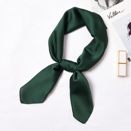 Bwerfuet Women Satin Scarf, Chiffon Satin Hair Bandanas Square Stain Scarf Vintage Head Scarves for Women (Deep Green)