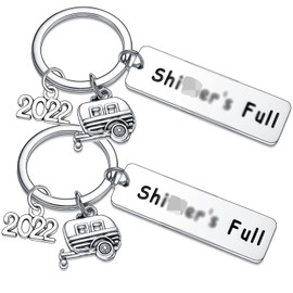 2Pcs 2022 Key Chain RV Accessories for Travel Camping Keyring Happy Camper Owner Journey RV Keychain Adventure Gifts for Men Women Friendship Best Friends Retirement Gifts Trailer Vacation Jewellery