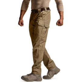 CQR Men's Tactical Pants, Water Resistant Ripstop Cargo Pants, Lightweight EDC Work Hiking Pants, Outdoor Apparel, Raider Mag Pocket Cougar, 32W x 30L
