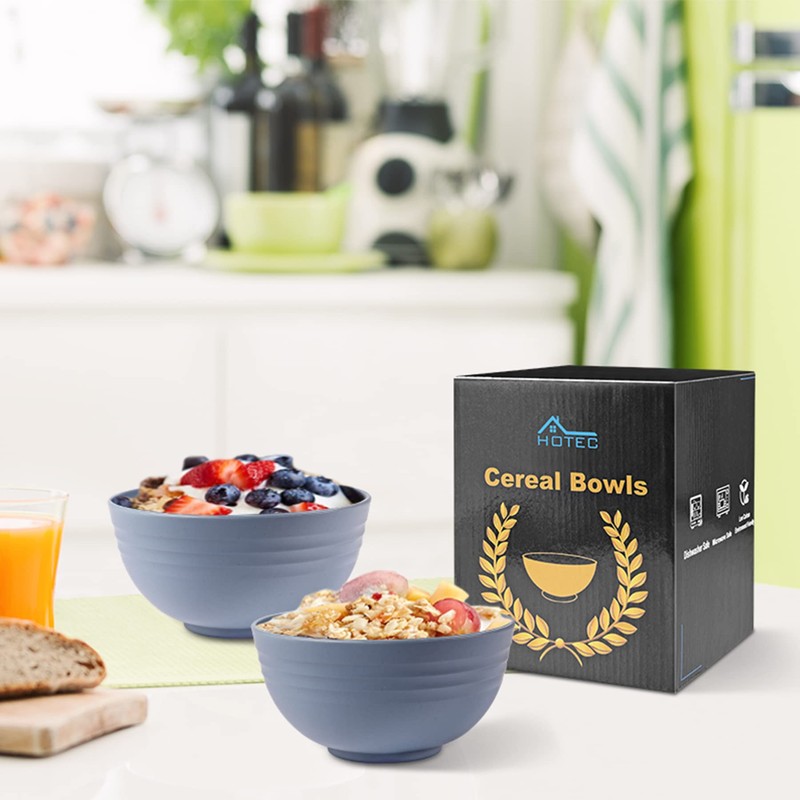 HOTEC BPA Free Unbreakable Wheat Straw Cereal Bowls - Microwave