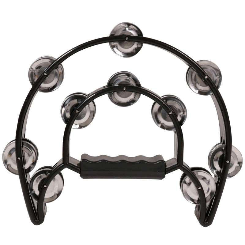 Kikutani 828C BLK Lightweight Plastic Half Moon Tambourine, Black
