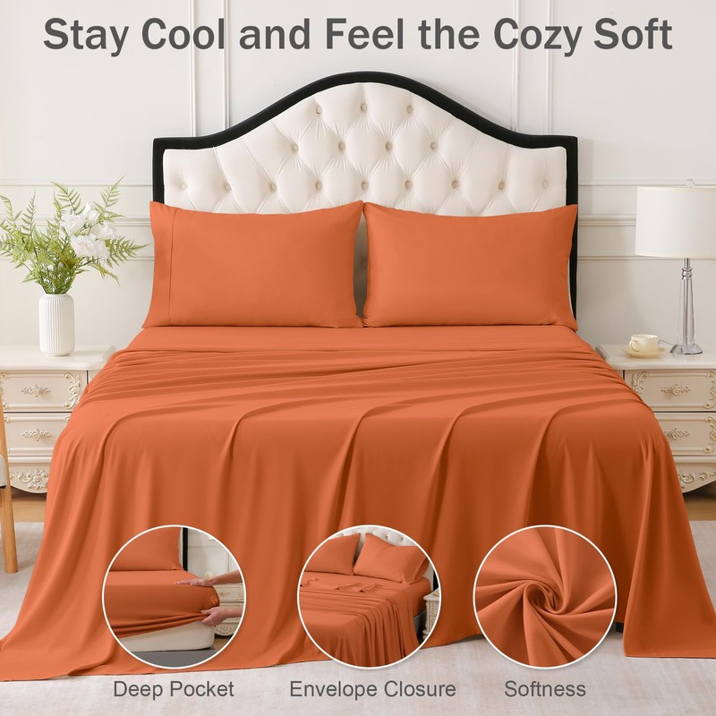 Queen Bed Sheets Set, Soft Breathable Bedding Sheet Set, Sheets
