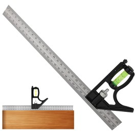 Premium 12.02"/305mm Stainless Steel Combination Square Tool with Built-In Bubble Level, Adjustable Depth Gauge, and Brass Scribe for Precise Woodworking Measurements & Carpentry Projects