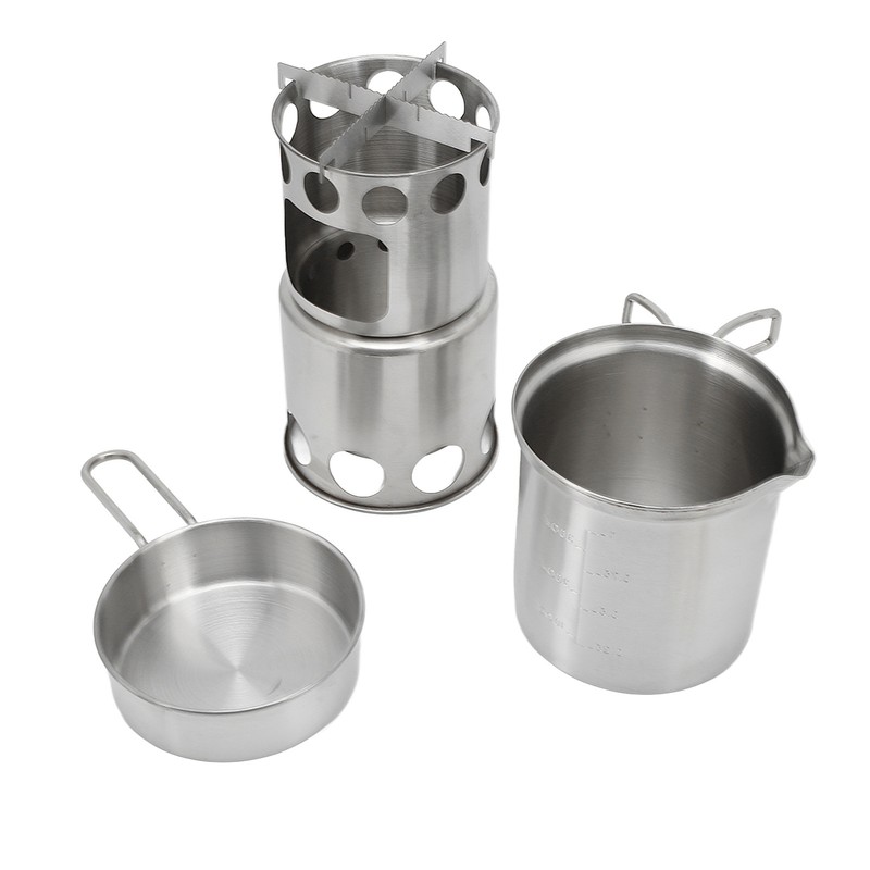 Stainless Steel Cookware Set Portable Camping Stove Cooking Pot Set