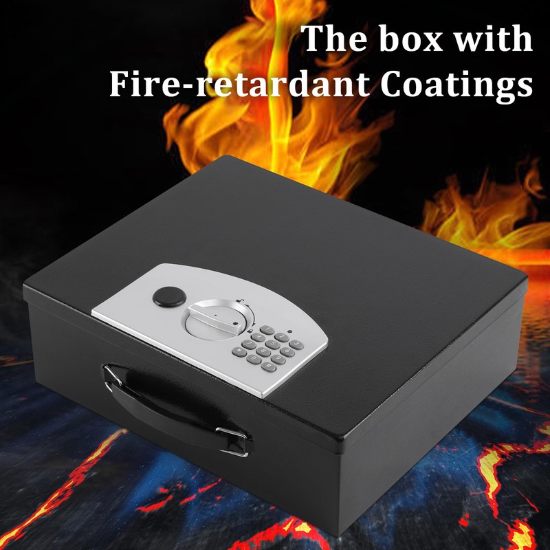 Dalmbox Portable Metal Safe Box with Digital Code Lock,Fire Resistant