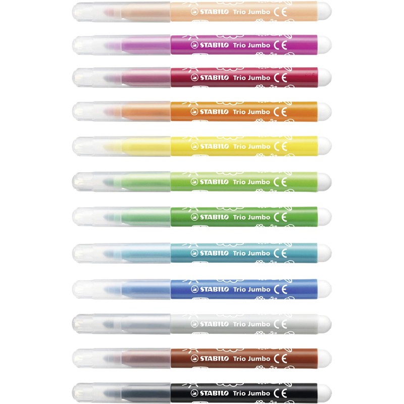 STABILO Trio Jumbo Felt-Tip Pen, 12 + 8-color Set, Water