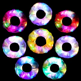 8 Pcs LED Scrunchies, Light Up Gauze Elastic Hair Ties for Girls Women, Glow in The Dark Hair Accessories for Neon Rave Party