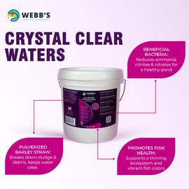 Webb's Water Gardens Pond Maintenance Packets with Barley - Natural Pond Care for Large Ponds & Lakes - Safe for Koi & Fish - 10 Packets - Treats 1/4 Acre for 2.5 Months - 5 lbs