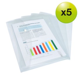 Rapesco 0695 Popper Wallets, A4+ / Foolscap, Clear Transparent, Pack of 5