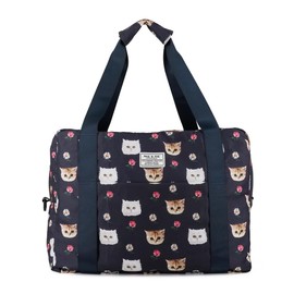 PAUL & JOE ACCESSOIRES PJA-B845 Folding Boston Bag Gypsy Nunette Cat Pattern, navy