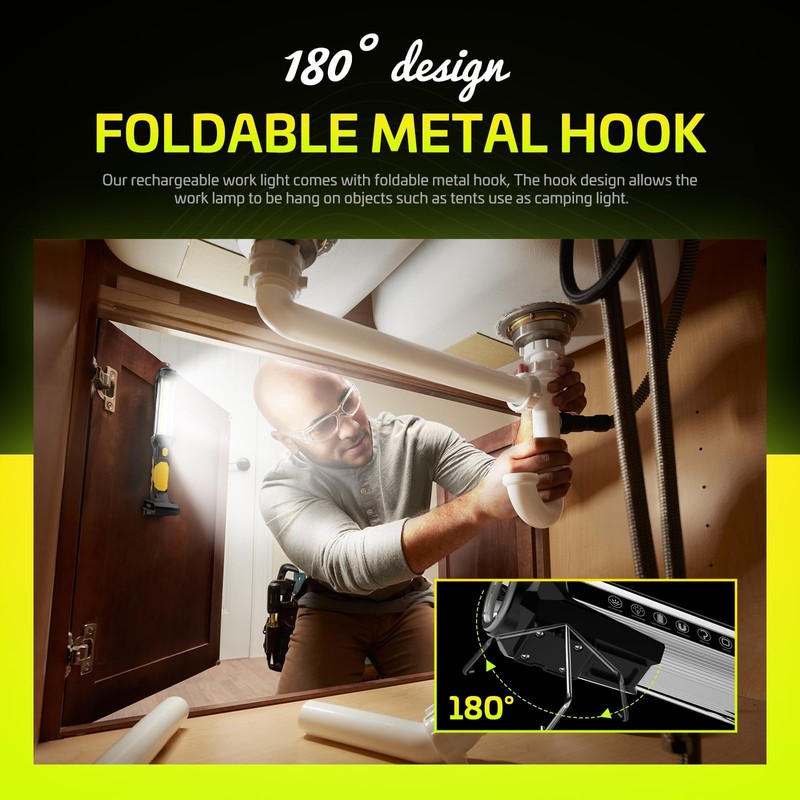 ​​WARSUN Rechargeable COB LED Work Light-Magnetic Hands-Free Trouble Light with