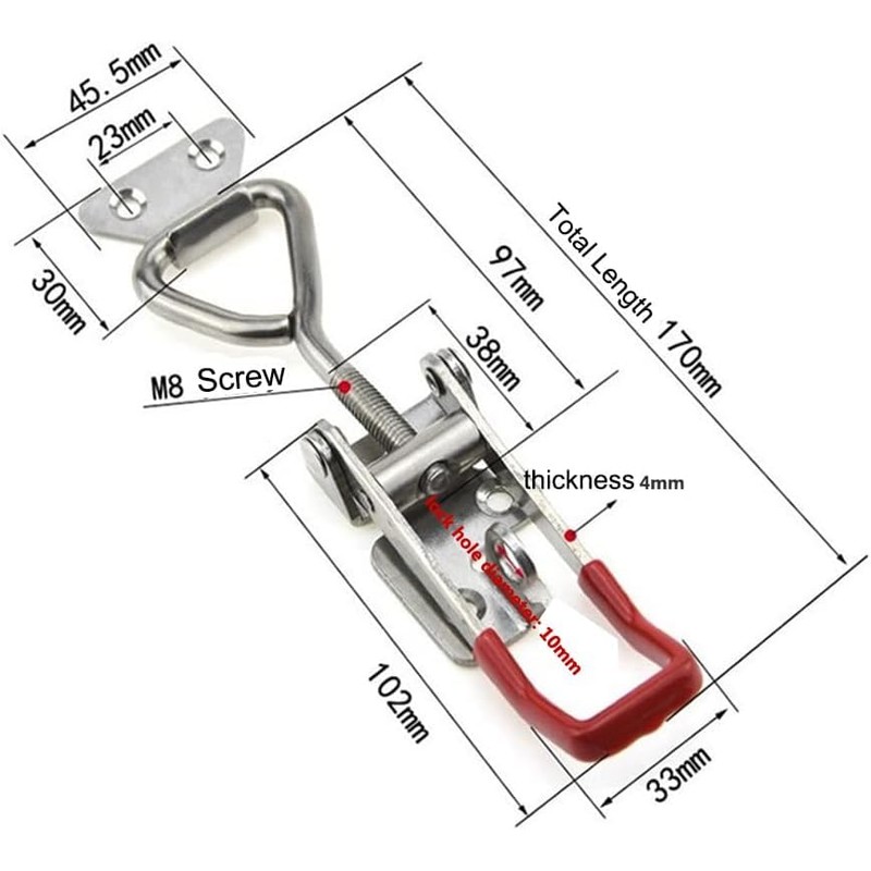 4003 Toggle Latch Clamp, 304 Stainless Steel Adjustable Toggle Latches