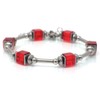 Damenarmband aus Edelstahl mit roten Glasperlen