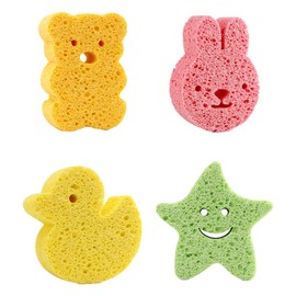 MIRKUZI Bath Sponges 4 Pack Baby Face Wash Sponge, Kids Bath Sponge, Bath Sponge, Kids Bath Sponge, Cute Bath Sponge, Baby Bath Sponge, Special for Baby, Cartoon Shape