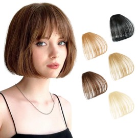 TYXHXTF Pack of 5 Clip in Bangs, Pony Clip, Front Fringe Air Bangs with Temples, Forehead Fringe Hair Piece for Women and Girls