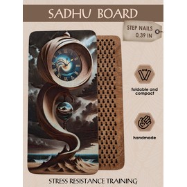 RIZONE Wooden Yoga Board for Acupressure and Meditation with Nails for Deep Tissue Massage, Sadhu Board for Yoga Practice, Acupuncture Massage, Nails Distance 0.39 in (10 mm) (time)