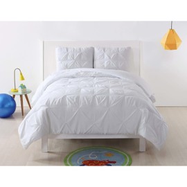 My World Pleated Solid Duvet Sets White Polyester 2-Piece Twin XL Duvet Set, Solid Color Themed, for Kids, OEKO-TEX Certified