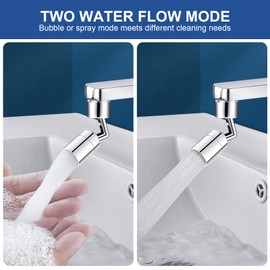 Ainiv 720° Rotate Tap Aerator, ABS Swivel Water Saving Faucet with Filter for 22/24MM Threaded Taps, Faucet Aerator Swivel Kitchen Sink with 2 Modes, Tap Extension Connection for Kitchen, Bathroom
