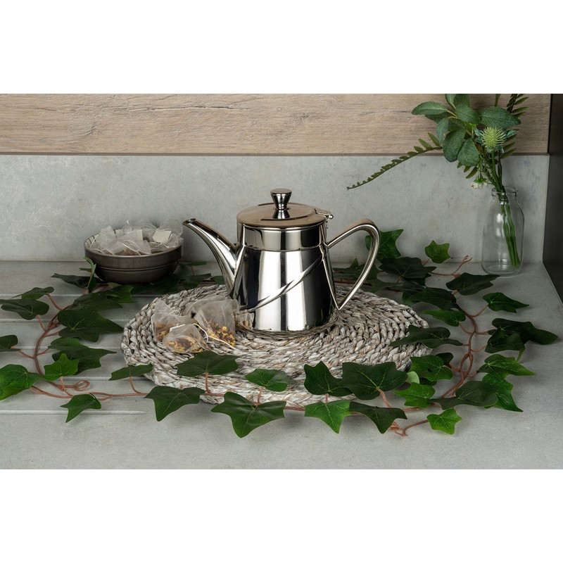 Cafe Olé ABT-024 Tea Pot, Stainless Steel, Silver
